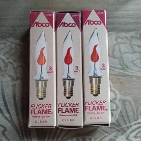 03661 ABCO Nos Flicker Flame Tip Standard Base Bulbs #2