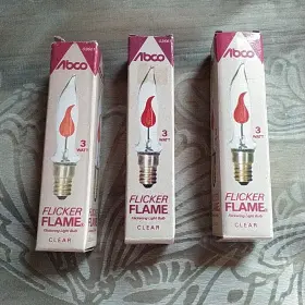 03661 ABCO Nos Flicker Flame Tip Standard Base Bulbs #3