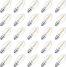 Abeja 744110239454 25 Pack C7 Clear Led Replacement Bulbs 0.6w Glass For C