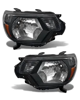 Adcarlights Ad-tta0612885 2012-2015 Toyota Tacoma Headlight Assembly Black Housing Amber Reflector Oe#