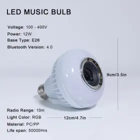768494235680 AIDENOEY Led Music Light Bulb Bluetooth Base #3