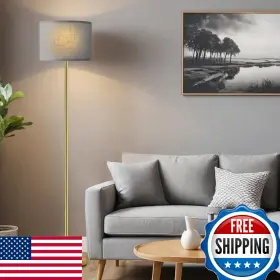 B0FBGN1DJP AMBIMALL Floor Lamp Linen Shade Pole Tall