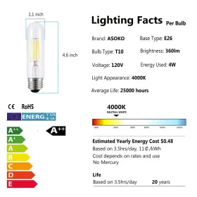 704630084590 ASOKO Edison Bulb Led Tubular Dimmable Tube #3