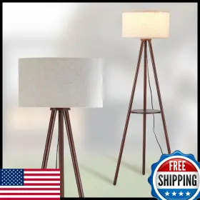 B0D2H33HL7 BAOBAB TREE PARK Wood Tripod Floor Lamp Led Bulb