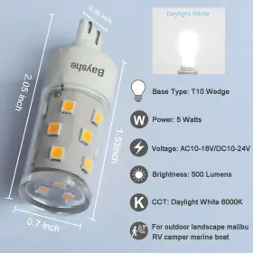 767912849386 BAYSHE Wedge Base Led Light Bulb #2