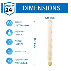 757377450753 BEONLLAY Tubular Light Bulb Base Amber #2