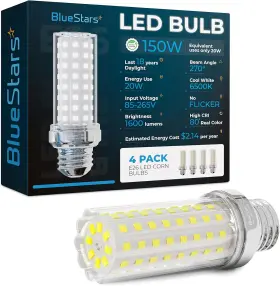 Bluestars 445032470477 Led Corn Light Bulbs 150w Equivalent Super Bright 1600 Lumens 20w E2