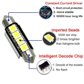 976350396855 BOTEPON Led Festoon Bulb Canbus Error Car Int #2