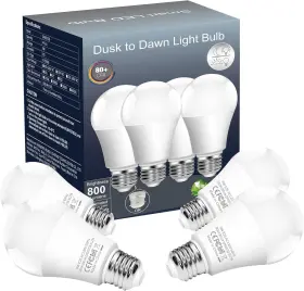 BX-6000K-LS4P BOXLOOD Dusk Dawn Light Bulbs Builtin Photocell