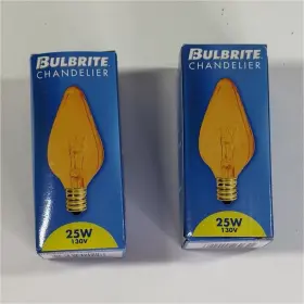 25F10A BULBRITE Amber Candle Chandelier Bulb Candelabra Base
