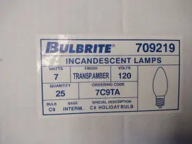 709107 BULBRITE Transp Amber Bulbs Box Holiday