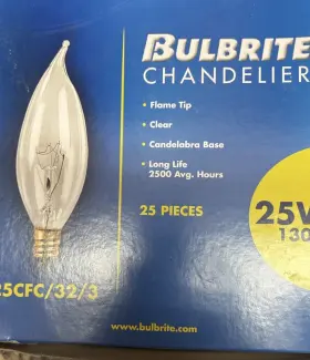 739698403120 BULBRITE Chandelier Bulbs Cand Base Flame Tip
