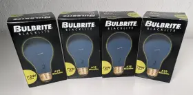 Bulbrite 75a/bl 75w A19 Blacklite Lightbulb Lot Of 4 New