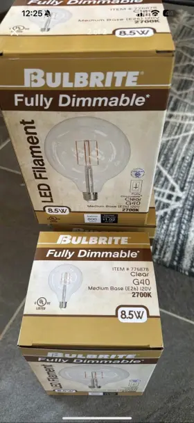 LED8G40 BULBRITE Filament Bulbs Base