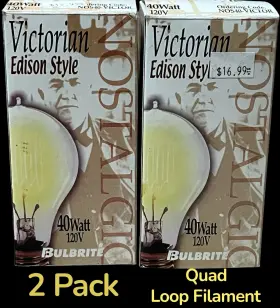 NOS40-VICTOR BULBRITE Nostalgic Victorian Edison Quad Loop