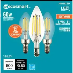 711181942941 BULBS Dimmable Energy Star Glass Candelabra Led