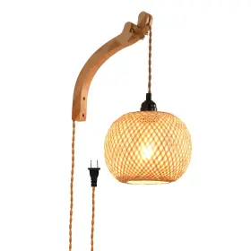 B0CYC4NR6M CAFULAM Rattan Plug Wall Sconce Farmhouse Wicker