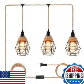 B0D9TH6MFG CAFULAM Light Hemp Rope Rattan Plug Pendant Cord