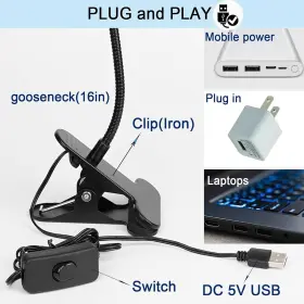 717351084060 CICINY Uv Led Light Clamp Usb Gooseneck #3