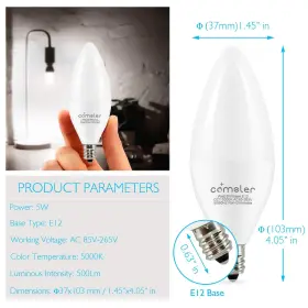 479419818287 COMZLER Ceiling Fan Light Bulbs Led Candelabra #2