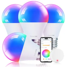 Consciot Cs10001-rgbtw1-us-4-1 Smart Light Bulbs With Remote Control Led Bulb That Compatible Alexa