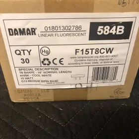 584B DAMAR Pack Fluorescent Linear Tube Light Bulbs