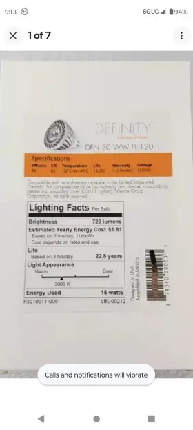 DFN30 DEFINITY Flood Light Led Bulb Watts