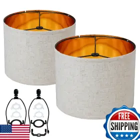 B0D2PYNPQW DUOERWO Linen Drum Lampshades Set Table Floor Lamp