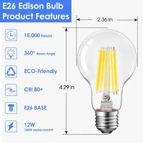 822985541398 E-ENERGETIC LIGHTING Dimmable Led Edison Light #2