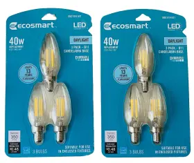 815508021880 ECO-SMART Led Light Bulb Candlebra Base Dimmable