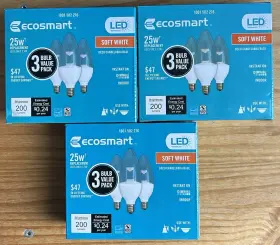 Eco-smart 840072809244 Ecosmart 25 Watt B11 Candelabra Deco Base Dimmable Led Soft White 3 X Packs