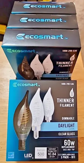 841712130650 ECO-SMART Dimmable Candelabra Bendy Filament Led