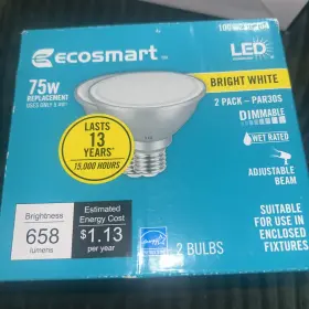 Eco-smart A20pr30s75es32 Ecosmart 1006250704 Par30s 75w Led Adjustable Beam Bulbs 2 Pack New Ob