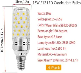 798468495727 EDEARKAR Led Corn Candelabra Bulb Pack #2