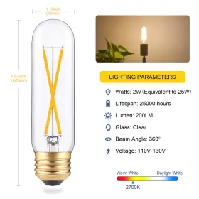 768681523316 EQ LIGHTING Dimmable Tubular Led Bulbs Edison #3
