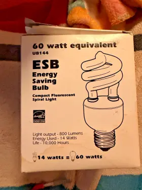 762148011101 ESB Energy Bulb Flourescent Spiral Eqiv Light
