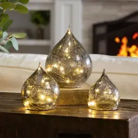 1759342 EVERGREEN Led Glass Daindrops Smoky Finish Itm Set
