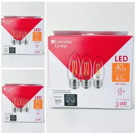 Everyday 041226660692 3 Pack Of 9 Bulbs Living Led Soft White B11 Light Bulb 40w 4.3w New