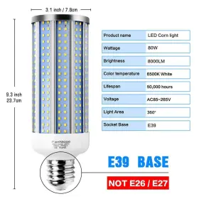 824381665241 FANNICOO Led Corn Light Bulb Base Area #2