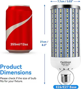 FANNICOO-60W-2 FANNICOO Led Corn Light Bulb Area Bright #3