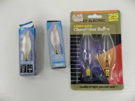25CA FEIT ELECTRIC Flame Tip Chandelier Light Bulbs Base