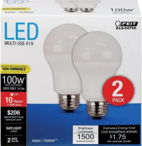 A1600-850-10KLED-2 FEIT ELECTRIC Led Light Bulbs Pack