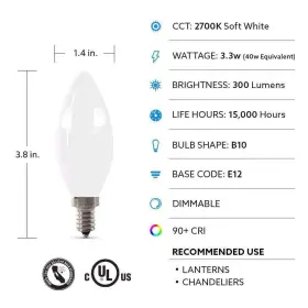 BPCTF40927CAFIL2RP FEIT ELECTRIC Led Candelabra Bulb Frosted #3