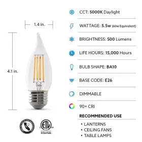 BPEFC60950CAFIL2RP24 FEIT ELECTRIC Chandelier Led Light Bulb #3