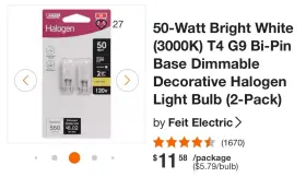BPQ60-G9-2-HDRP FEIT ELECTRIC Pin Base Dimmable Light Bulb