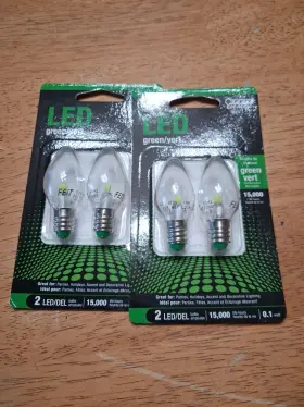 Feit Electric Co Bpc7/g/ledg2/2 Led Specialty C7 E12 Candelabra Bulb Green 0.1 Watt Equivalence 2 Pk