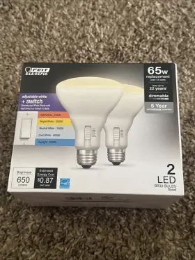 Feit Electric Co Br30dm/6wyca/2 Led Br30 E26 Medium Light Bulb White Color Changing 65 Watt