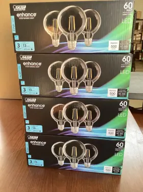 12PK FEIT ELECTRIC Globe Dimmable Filament Led Edison Bulb