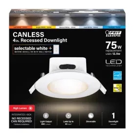 Feit Ledr4hojbx6wyca 5 Inch White Aluminum Led Canless Recessed Downlight 12.5w