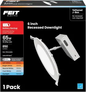 LEDR6XT-BAT-5CCTCA FEIT Canless Led Recessed Recess Downlight